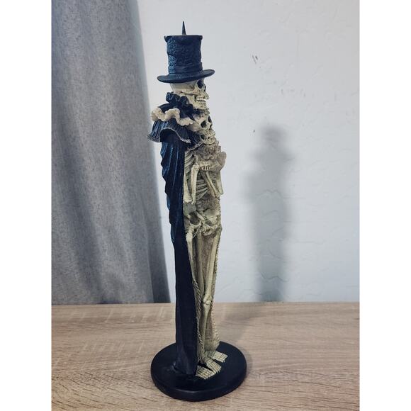 Skeleton Bride and Groom Wedding Halloween Day of the Dead Candlestick Holder - Picture 7 of 10